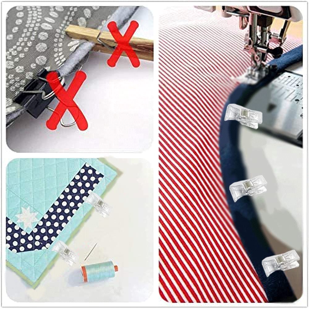 100 Stück große Wonder Mehrzweck-Clips, Verwendung als Nähklammern, Bindeklammern für Quilten, Häkeln, Stricken und allgemeine Zwecke (groß, transparent, 100 Stück)