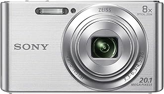 Sony DSCW830 Digital Compact Camera - Silver (20.1MP, 8x Optical Zoom) 2.7 inch LCD (Renewed)