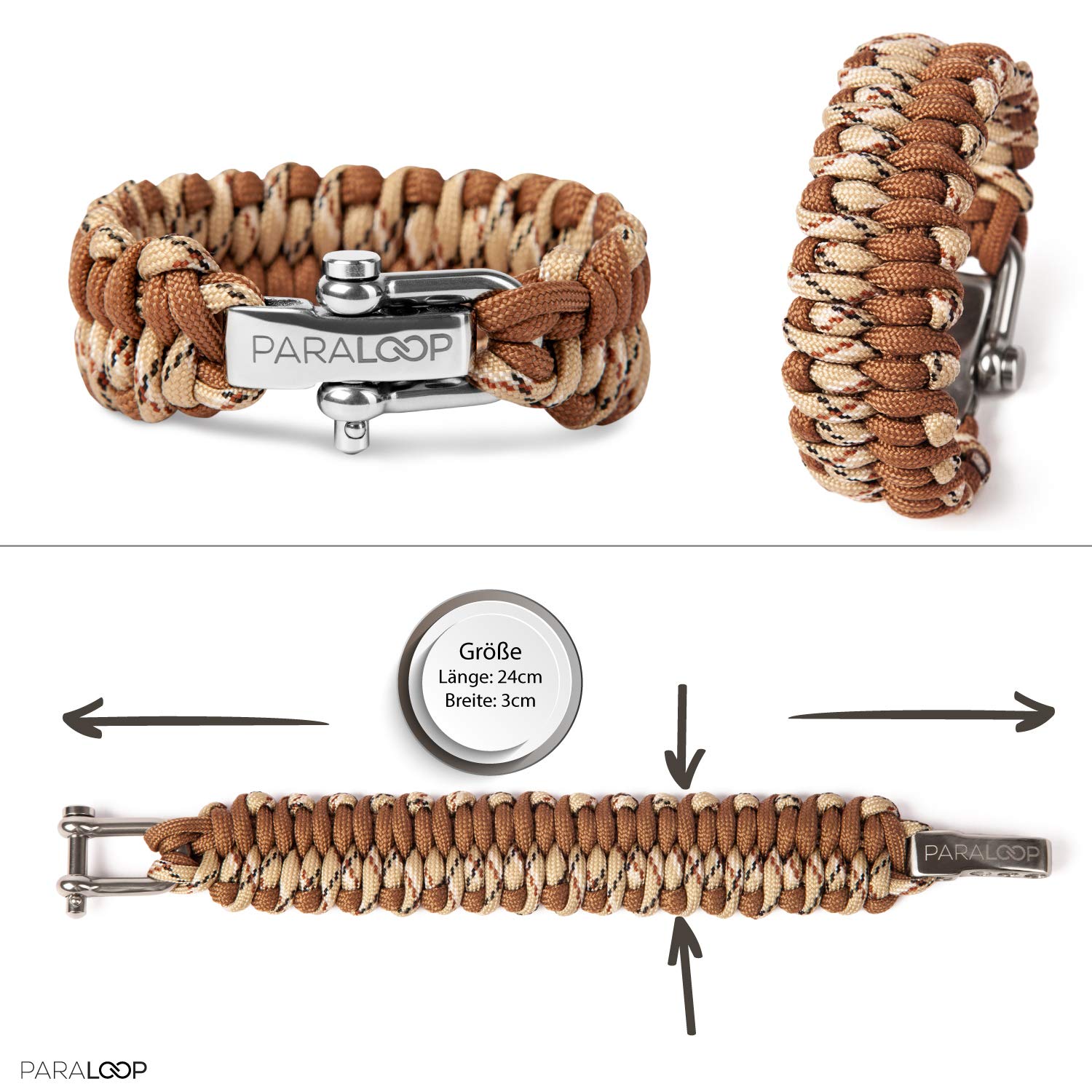 Bracelet Paracorde Paraloop Deluxe Avec Porte-clés Sifflet – Tressé Main, Fermoir Inox, Boîte Cadeau, Survie Et Style Urbain