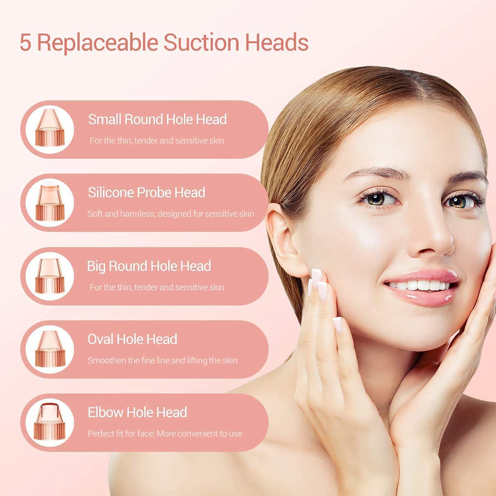 Herramienta extractora de puntos blancos para acné y comedones, extractor de espinillas de limpieza facial, limpiador de poros faciales, herramienta de succión de puntos negros, kit de extractor de