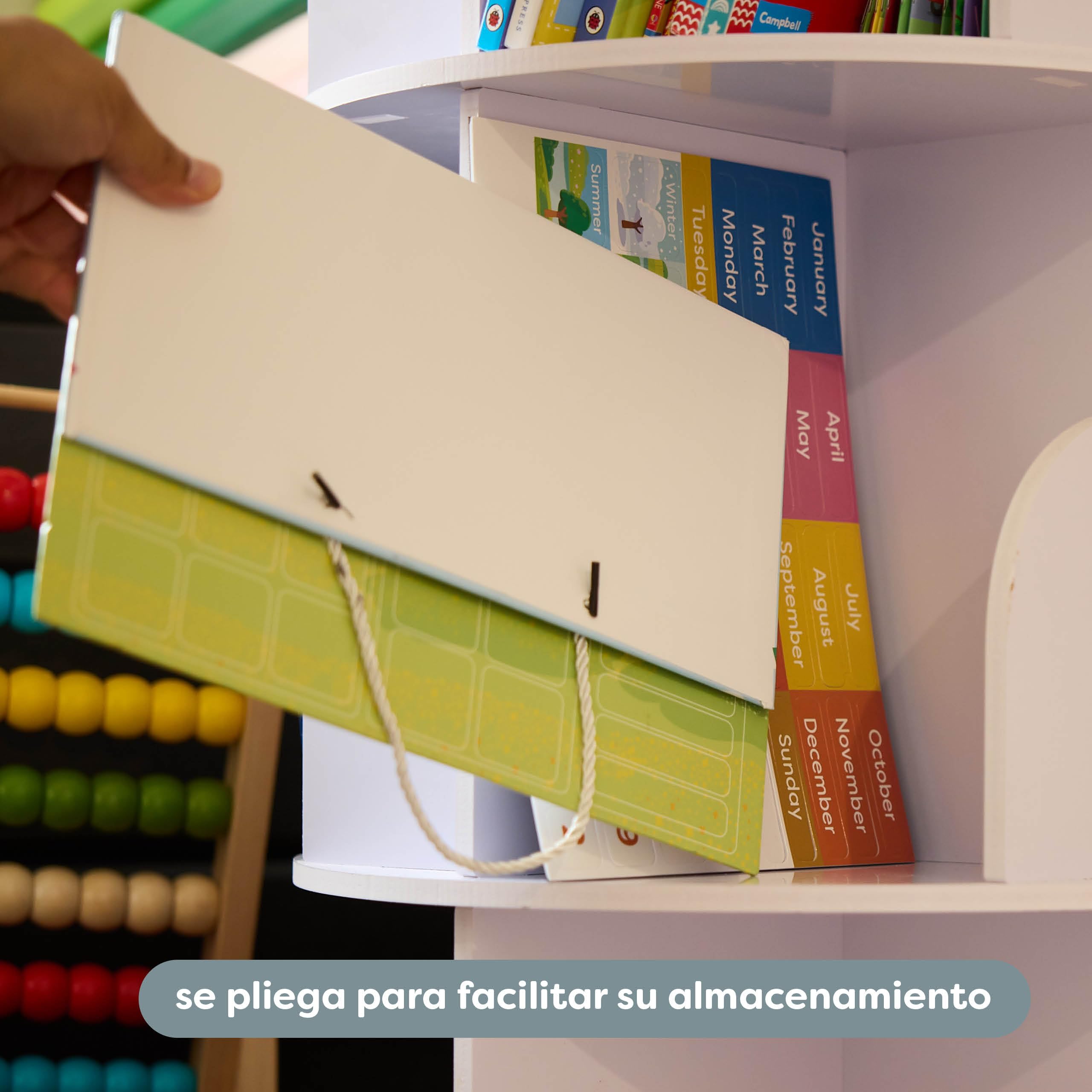 Chuckle Kalendarz magnetyczny dla dzieci ze stacjami, datami i czasem (po hiszpańsku) - 40x32 cm - Zabawna gra edukacyjna dla dzieci w wieku 4-10 lat