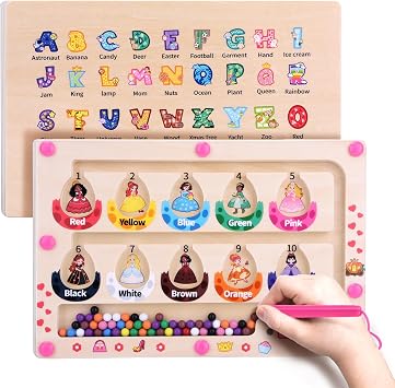 Uiseba Princess Mini Magnetic Color and Number Maze Montessori Toy for Ages 3 4 5, Toddler Busy Board, Educational Preschool Learning Activities, Ideal Christmas & Birthday Gift for Girls and Kids