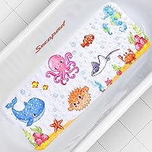 Secopad Baby Badewannenmatte für Badewanne, 100x40 cm rutschfeste Cartoon Badewannen Duschmatte für Kinder, Anti-Rutsch Badewannenmatte mit Saugnäpfen, Maschinenwaschbar, Pink Octopus