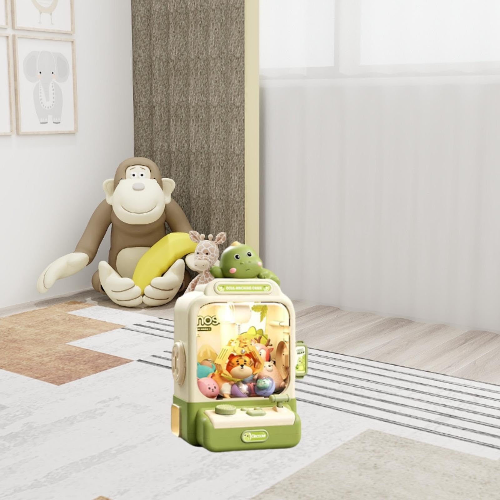 Qianly Piccola Macchinetta Acchiappa-Peluche, Distributore Automatico di Giocattoli per Bambini, Giocattolo Premio per Bambini E Bambine, Verde