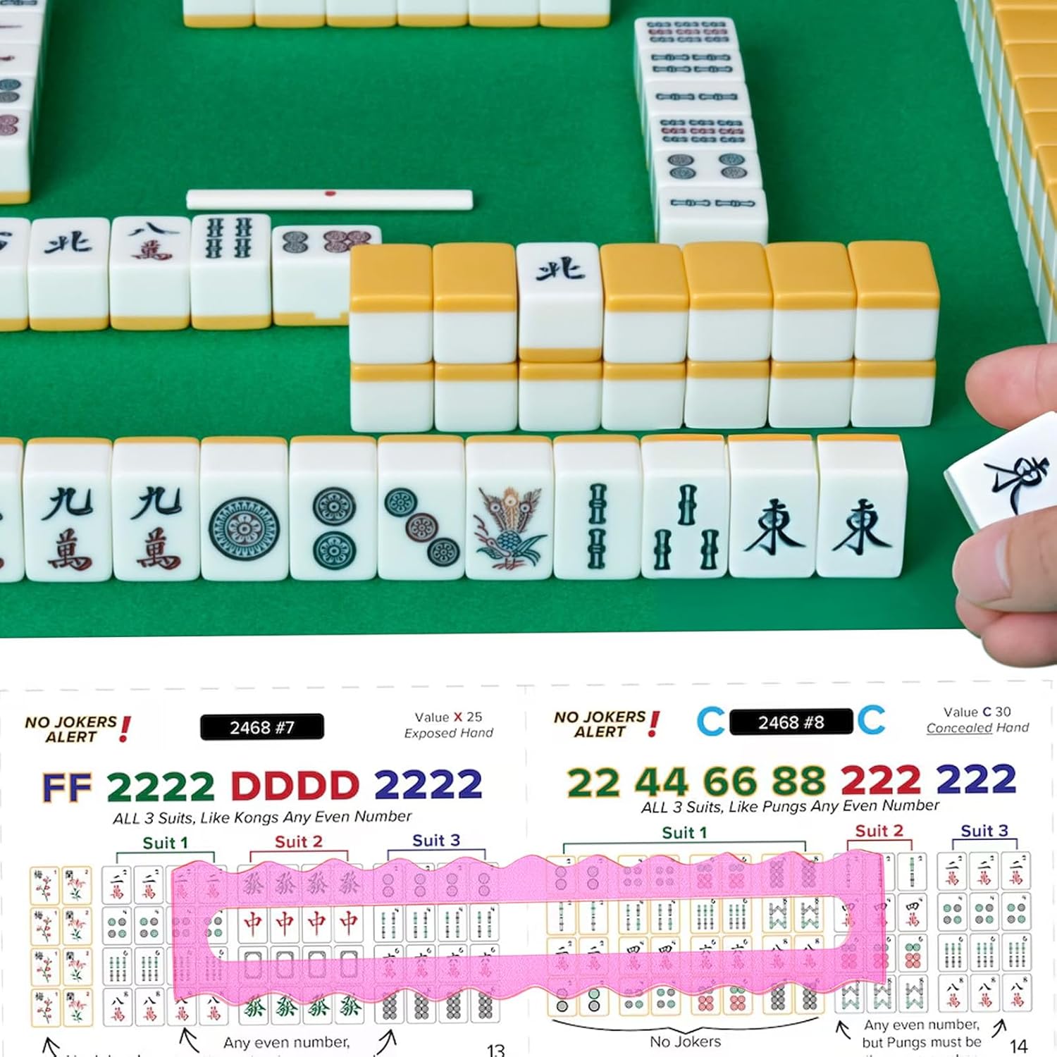 4 Pcs Mahjong Line Finder Acrylic Mahjong Line Reader Glossy Good Luck Mah Jongg Guided Reading Strips, Accurate Card Reading Aid, for Mahjongg Players (Pink)