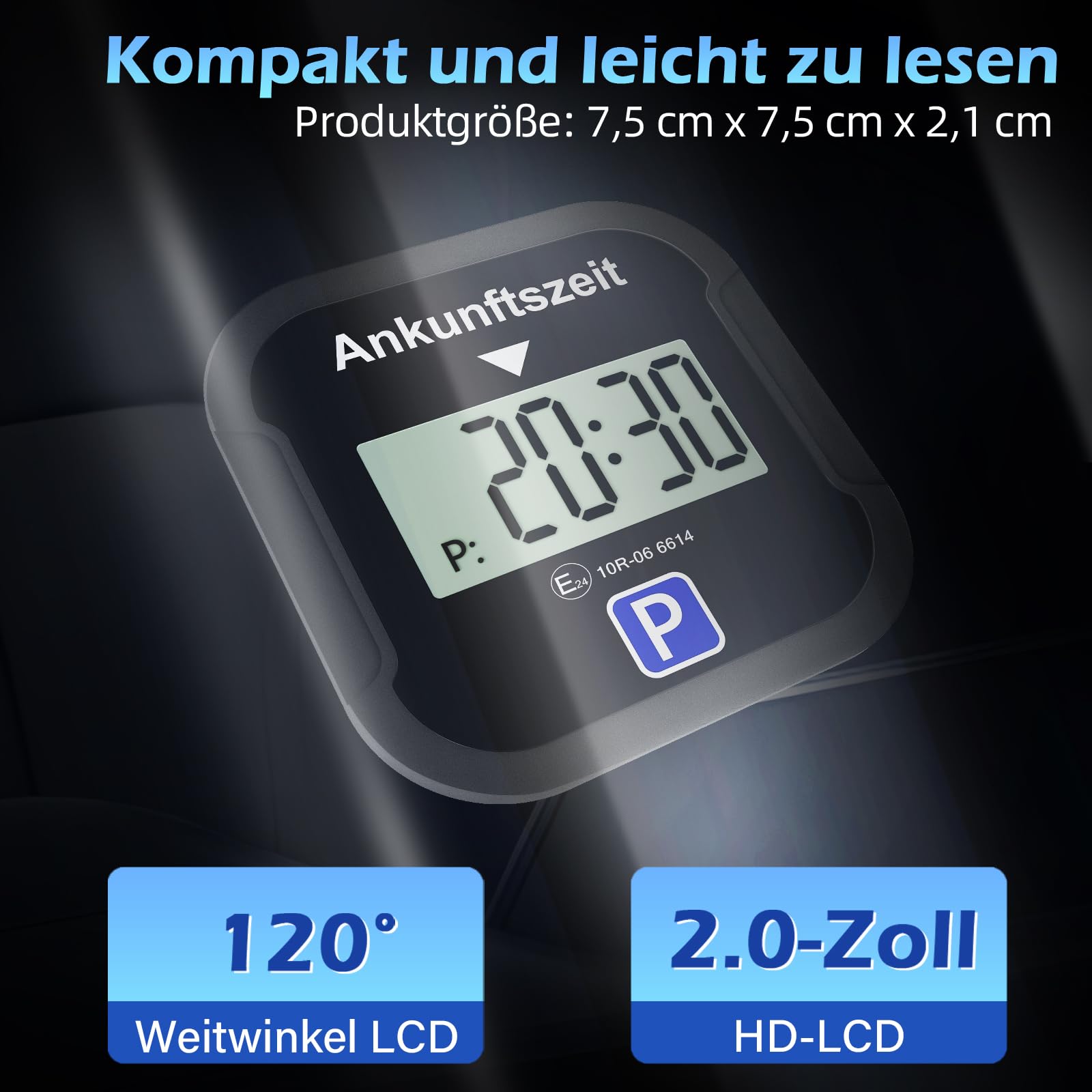 Warmfay Discos de aparcamiento eléctrico con autorización, disco de estacionamiento digital automático con batería, color negro, 2 unidades