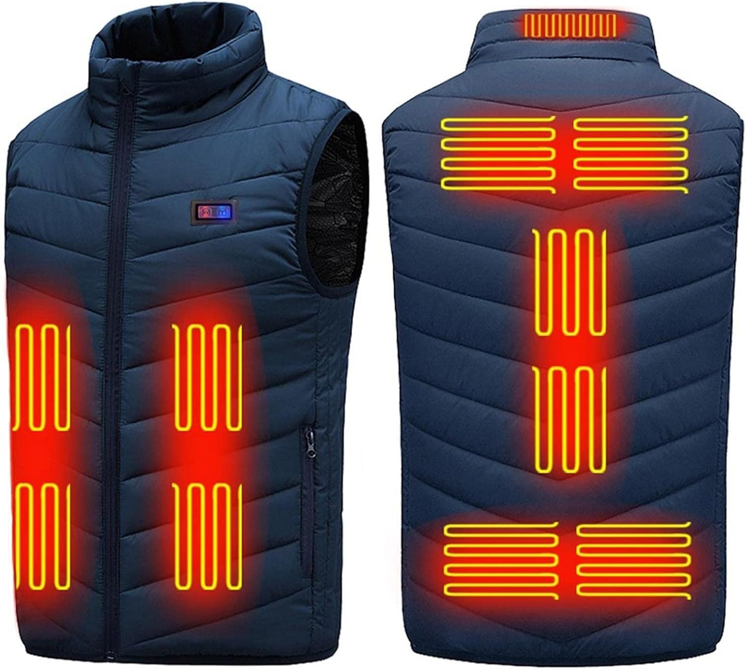 Chaleco eléctrico de talla grande, chaleco de doble control de 11 zonas de alta calidad, chaleco para senderismo para hombres y mujeres