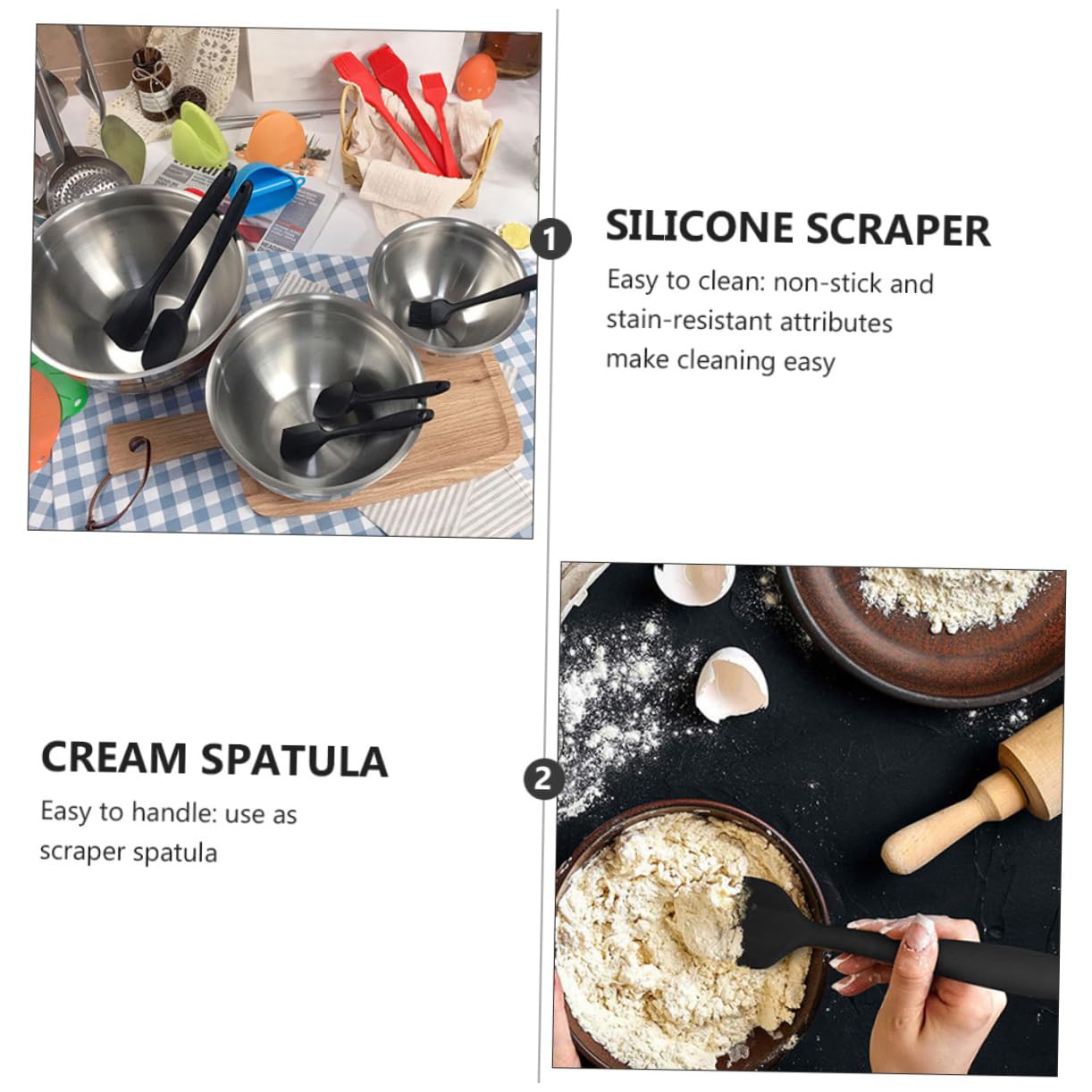 COLLBATH Espátula Pasteleria Utensilios De Cocina Silicona Flexible Antiadherente Resistente Al Calor