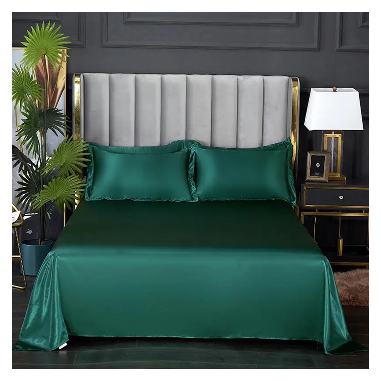LPHFDCS Silk Bed Sheets 1 pc Bed Sheet for Summer Ice Cool Fabric Top Sheets Satin Smooth Flat Bed Sheet for Double Bedding Ice Silk Sheets(Color14,250x230cm 98x90inch)