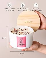 Vista 5 de AOOVOO Velas perfumadas de rosa para mujer, velas de soja de 20 onzas con 3 mechas para el hogar, vela de aromaterapia con cristales