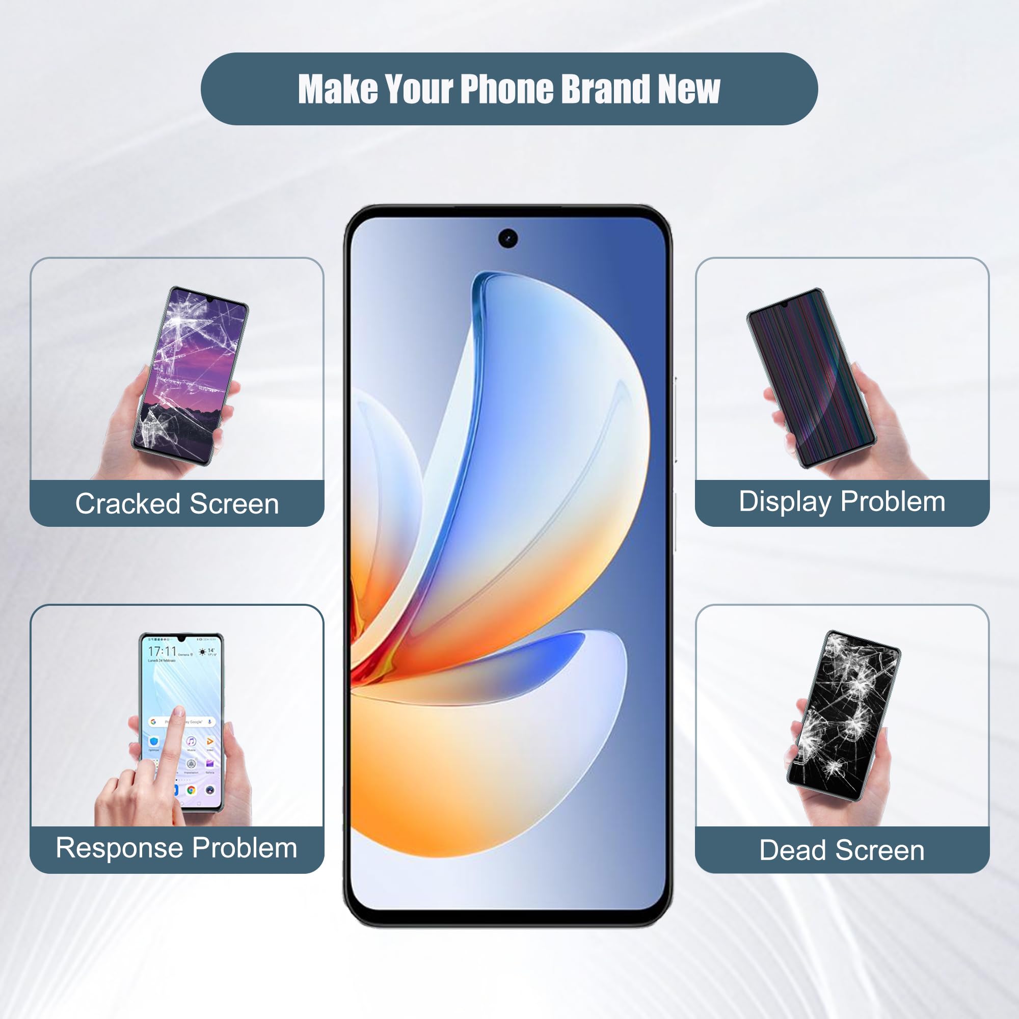 Nuovo display di ricambio compatibile con Realme C71 4G RMX5303 6.67" LCD Display Touch Screen Assembly with Tools