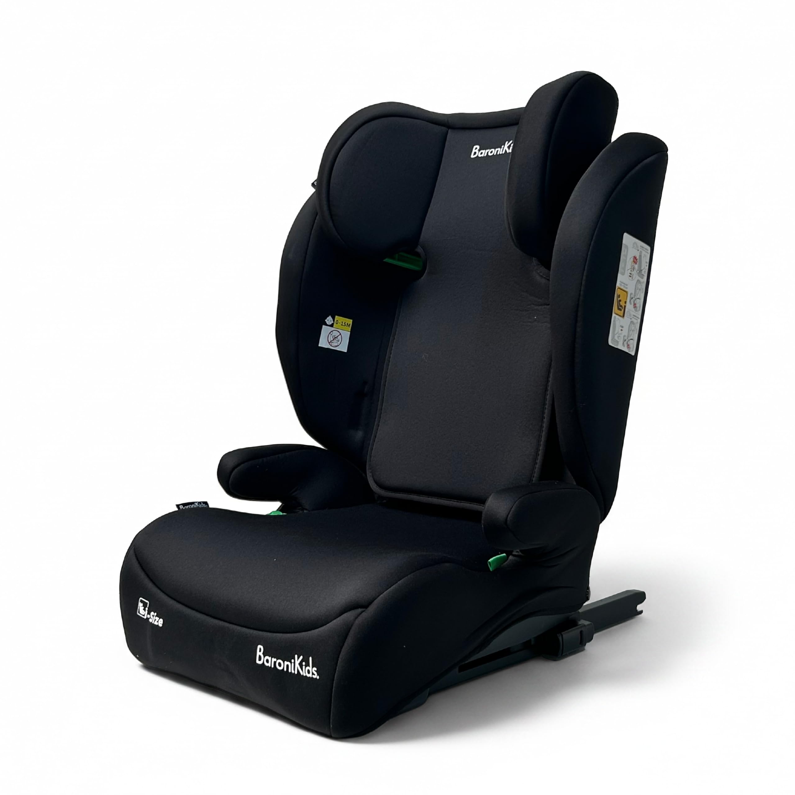 Rehausseur de voiture avec dossier i-Size 100-150 cm, appuie-tête réglable, siège rembourré, housse amovible et lavable (standard + Isofix)