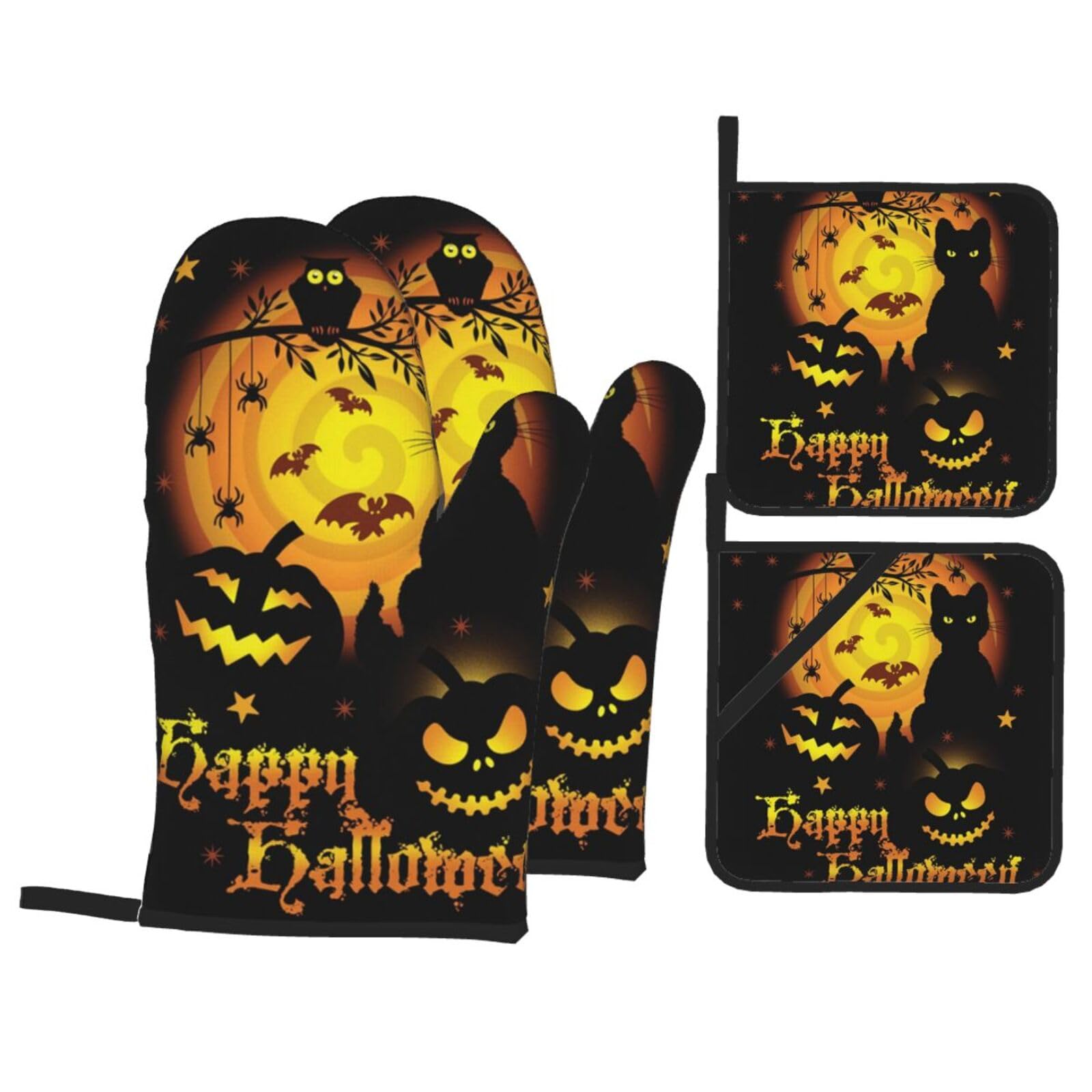Maniques citrouille d'Halloween pour éviter les brûlures et les plats qui glissent