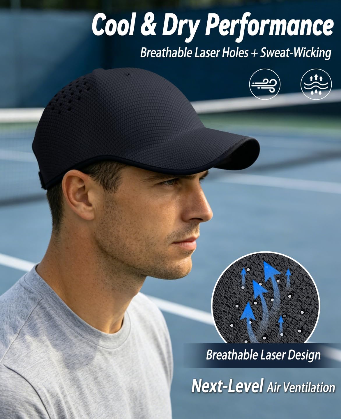 ZOORON Uncrushable Baseball Cap, Lightweight Hats with Breathable Air Holes, Low Profile Dad Hat for Travel Running Golf