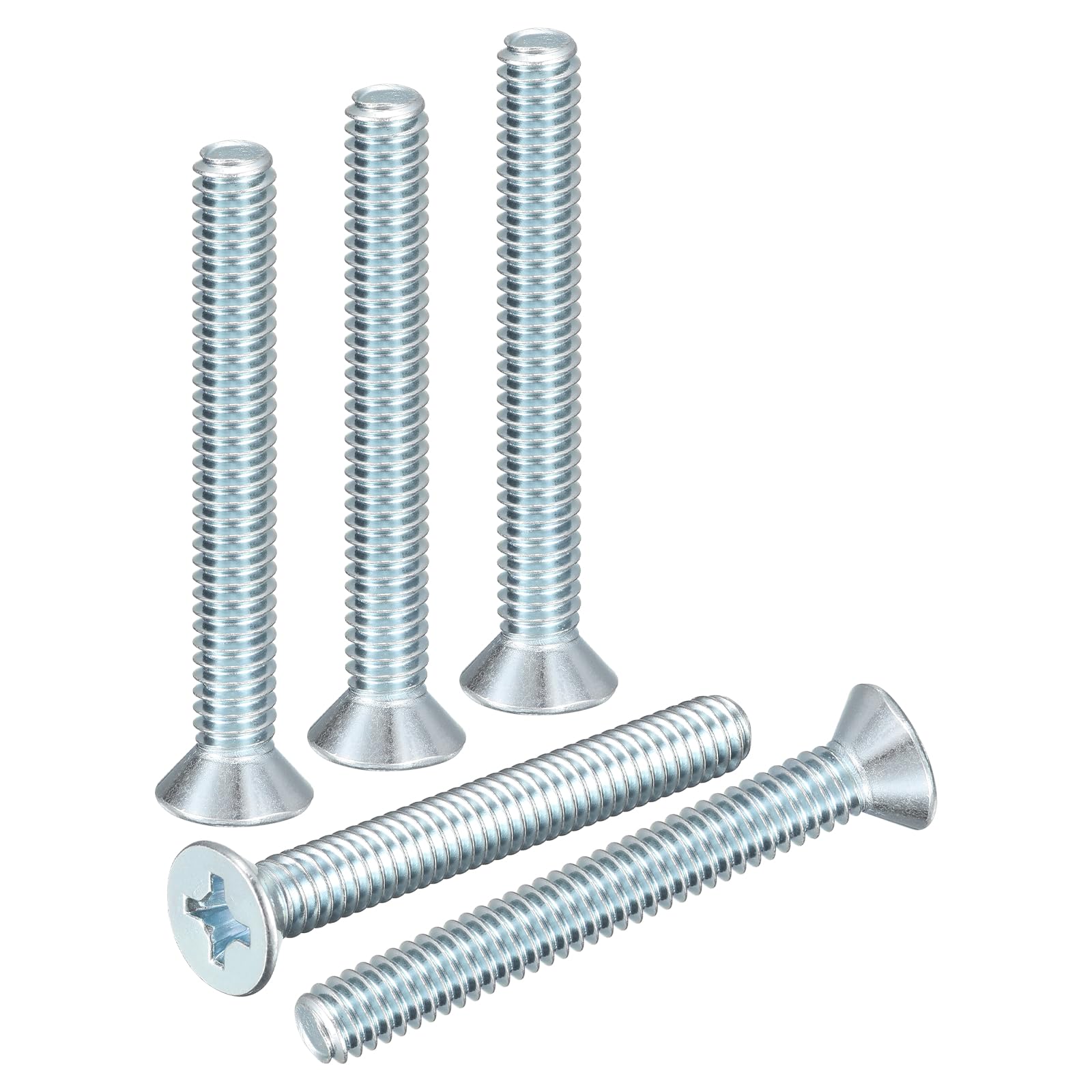 DTGN 1/4"-20x2" Phillips Countersunk Machine Bolts - 50pcs - Good for Furniture and Machinery - Carbon Steel Flat Head Machine Screws Bolts - Zinc Plated