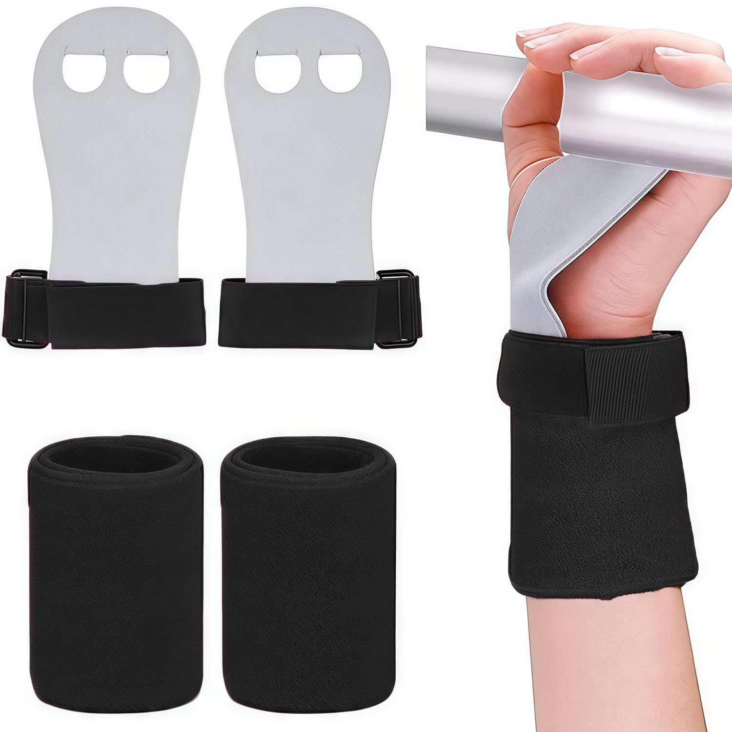 Ezranova Gymnastics Grips Wristbands Provides Palm Protection and Wrist Support for Young Gymnasts Ideal for Youth Bar Workouts