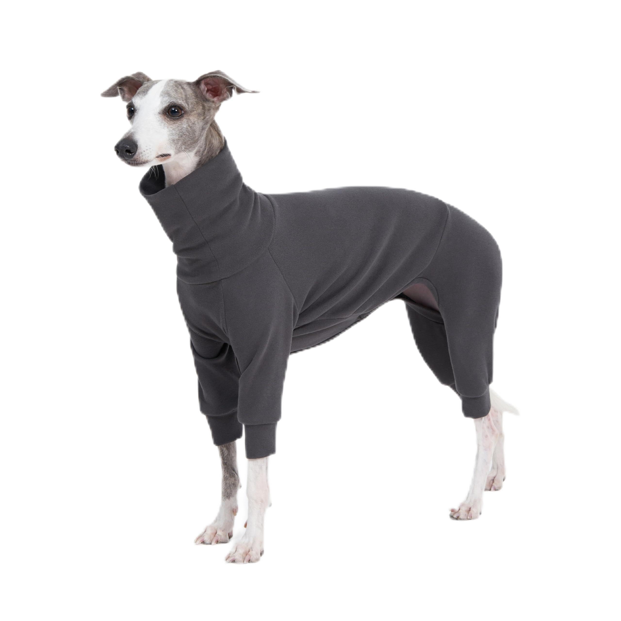 Cozy Cotton Fluffy Underwear Onesie for Italian Greyhounds,Whippets,Super Soft Warm Pajamas and Jumpsuit(Small, Grey)