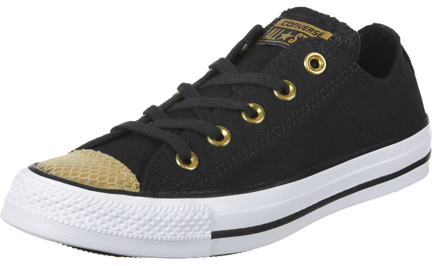 Converse Chucks 555815C CT All Star Metallic Toecap OX Black Gold White Black