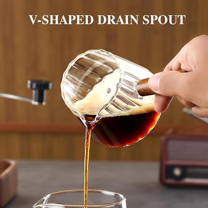Vaso para espresso de vidrio con mango de madera 6 oz miniatura 3