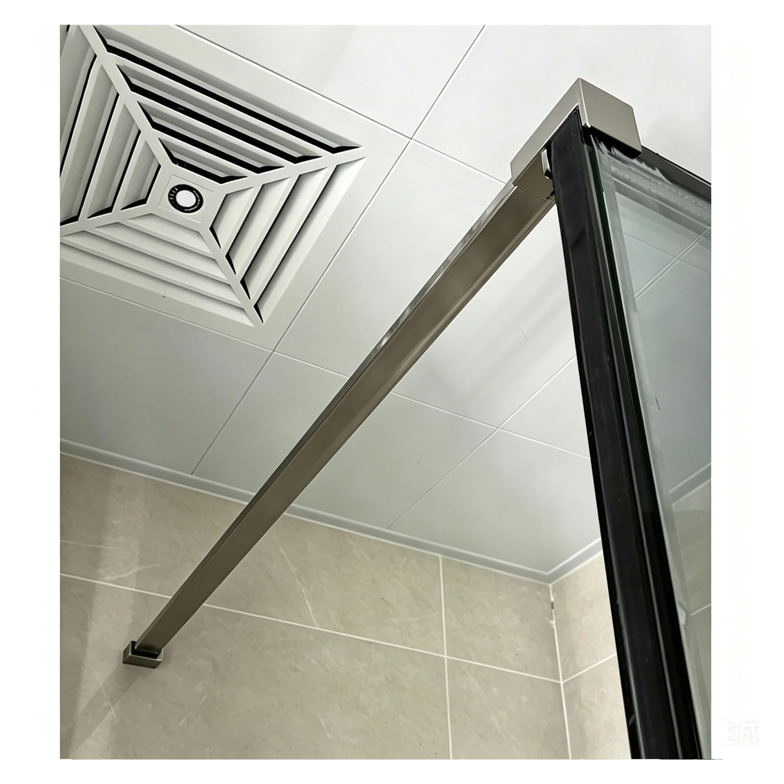 Barre de stabilisation douche paroi verre fixe bras de support mural carré acier inox 115cm