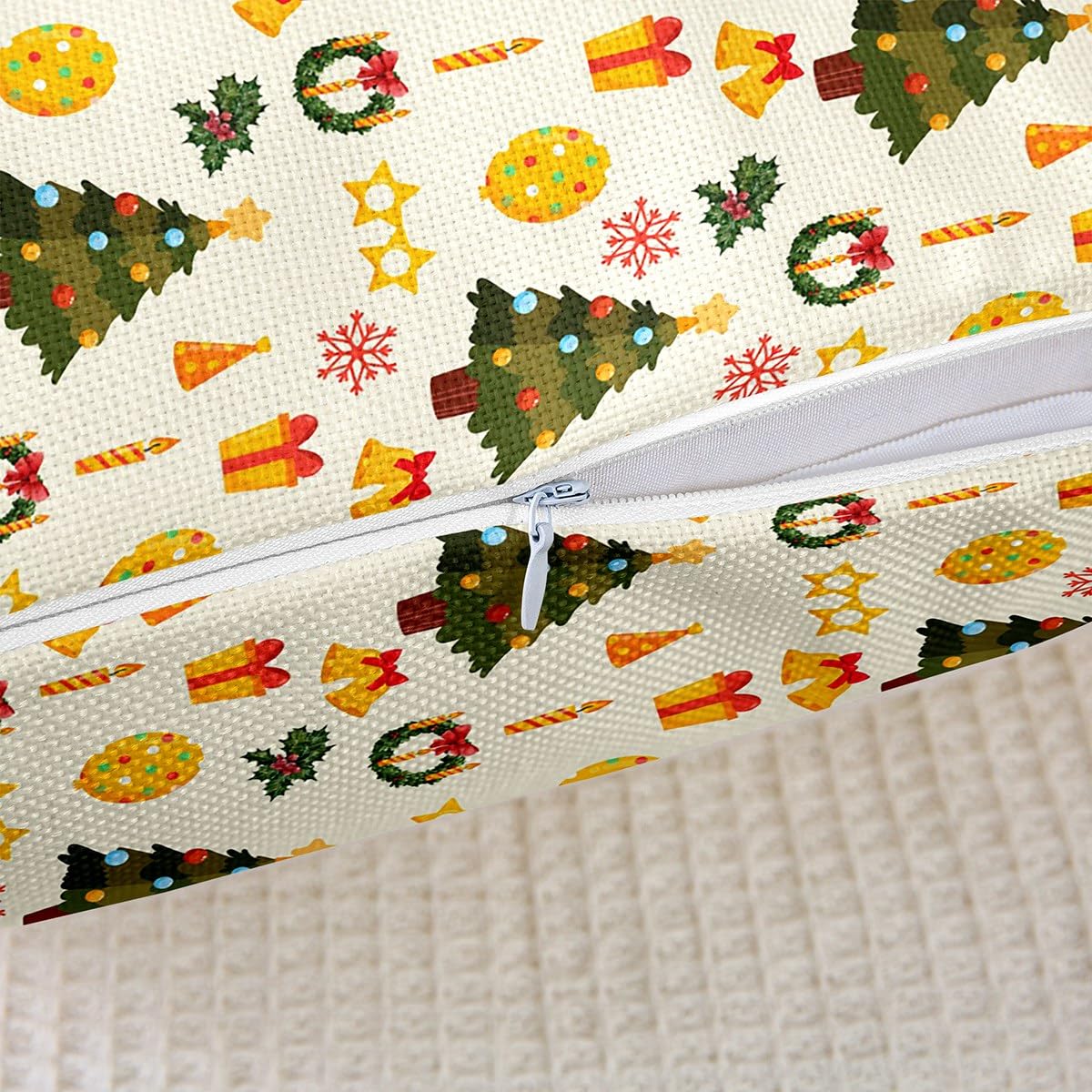 Juego de 4 fundas de almohada con temática navideña de 18 x 18 pulgadas, juego de 4 fundas de cojín de árbol de Navidad, fundas de almohada decorativas con temática de invierno, funda de almohada para