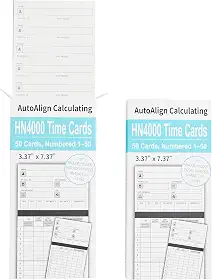 50 relógios de ponto para funcionários – Compatível com uPunch HN4000, HN2000, HN2500, HN4500 – Pré-perfurado, cartões numerados de 1 a 50