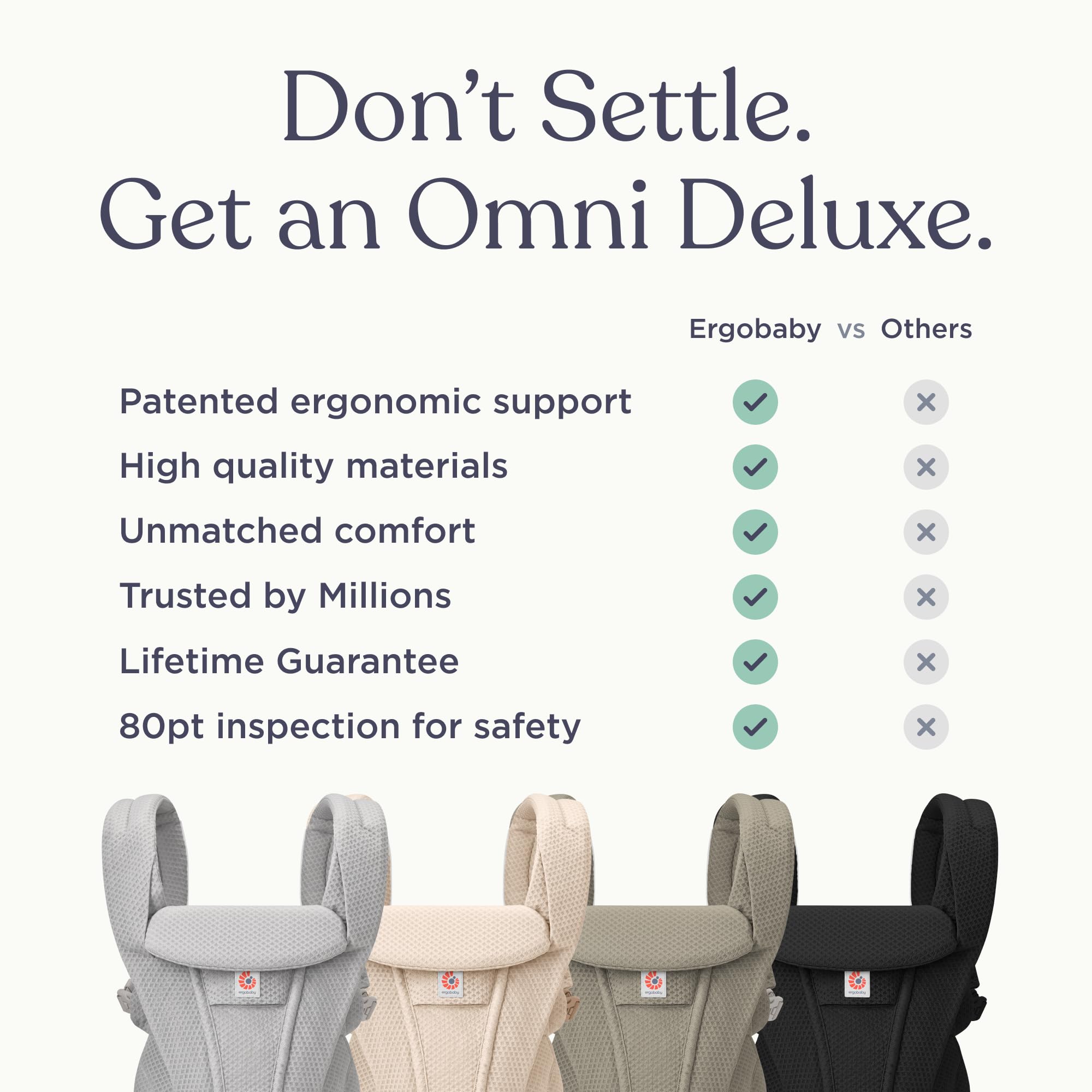 Ergobaby Omni Deluxe All-in-One Baby Carrier for Newborns from Birth up to 20kg, Ergonomic 4-Position mesh Baby Carrier Back Carrier Travel System, Graphite Grey — view 6