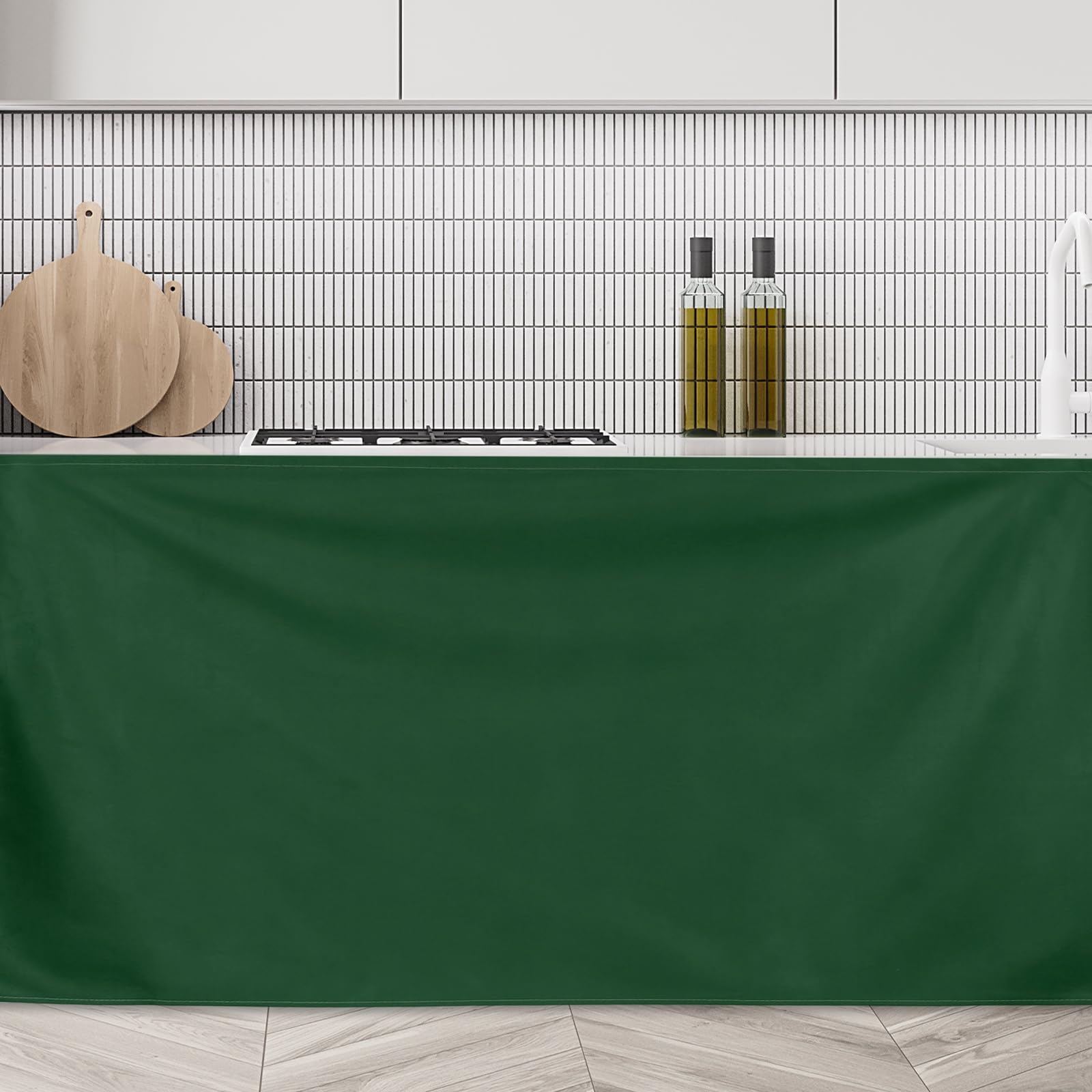 Cortinas de gabinete QUARKZMAN antipolvo y de privacidad verde oscuro para cocina