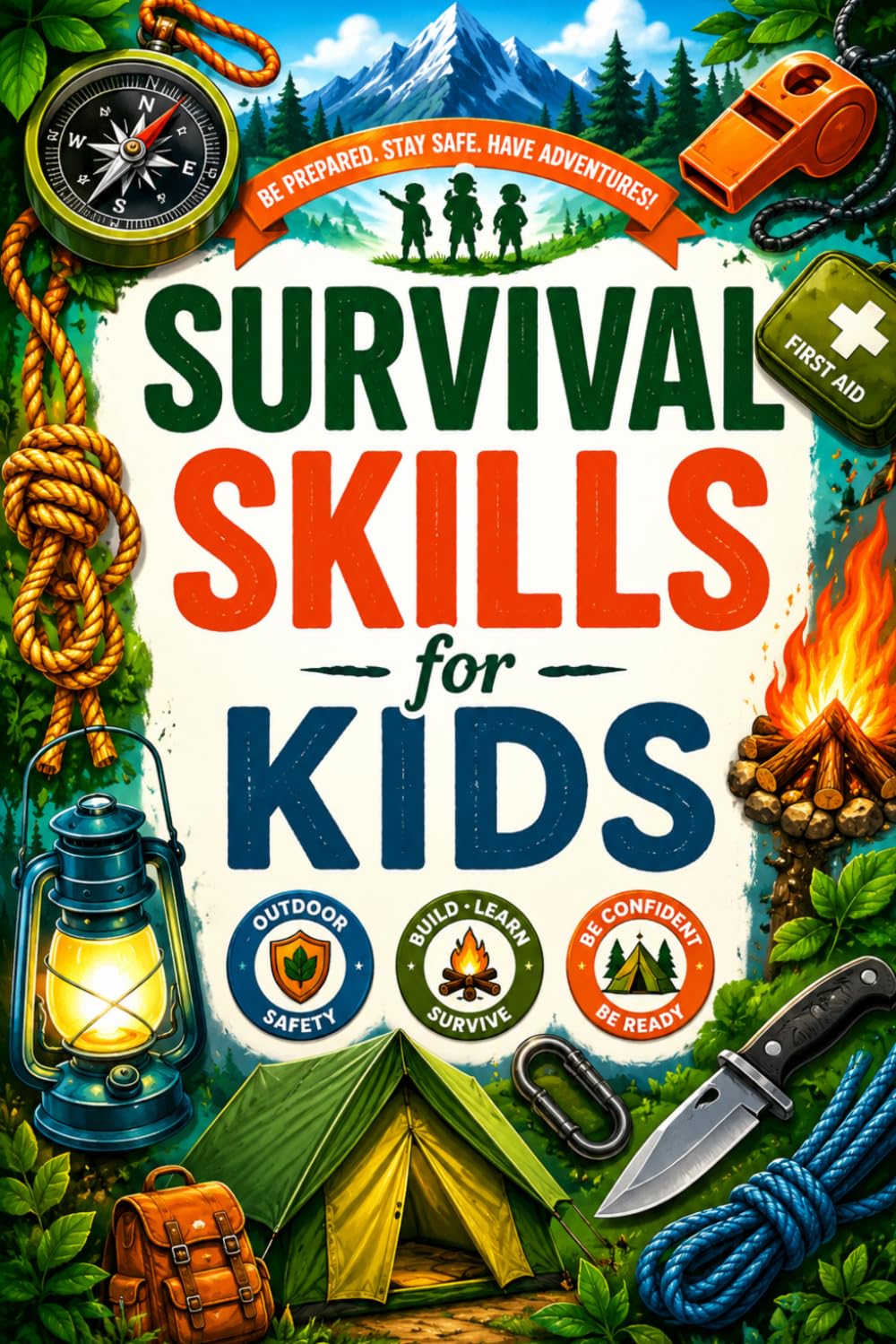 Survival Skills for Kids: A Complete Handbook for Camping, Bushcraft, Wilderness Survival, Outdoor Safety, Shelter Building, Fire Safety, Knot Tying, ... Nature Exploration, and Self-Confidence