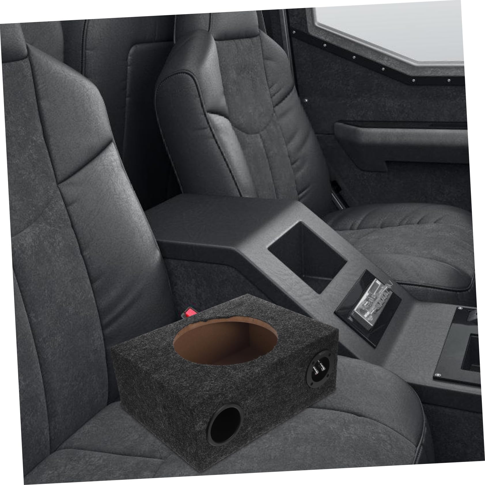 SOLUSTRE Caja de Subwoofer Que Mejora el Rendimiento del Sonido para Automóvil de 10 Pulgadas y Estructura de Madera y Felpa Diseño Elegante
