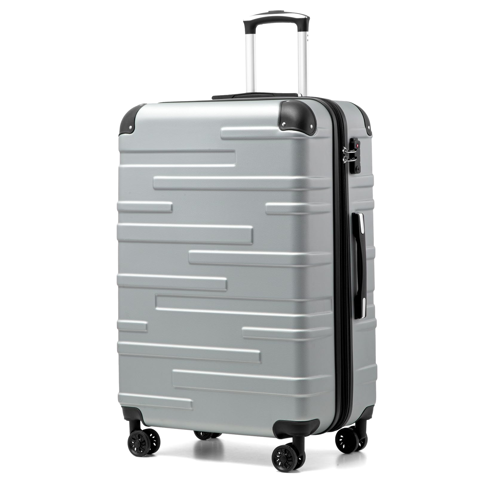COOLIFE Hartschalen-Koffer Rollkoffer Reisekoffer Vergrößerbares Gepäck (Nur Großer Koffer Erweiterbar) ABS Material mit TSA-Schloss und 4 Rollen