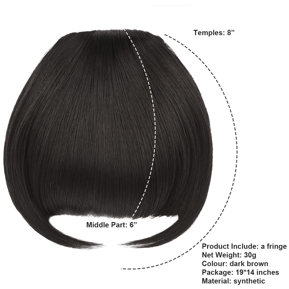 BUYOGET Clip in Fringe Hair Extension Dark Brown Straight Fake fringe Clip on Bangs Hair Clip for Women, #4 Dark Brown, 6 inches - Image 2