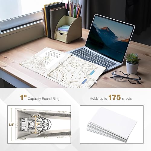 Miniatura 304 de Ospelelf Mini 3 Ring Binder, 2 Inch, Cute Pink Marble Binder for 5.5" x 8.5" with 5 Tab Dividers, File Folder Labels and Low Profile Clipboards