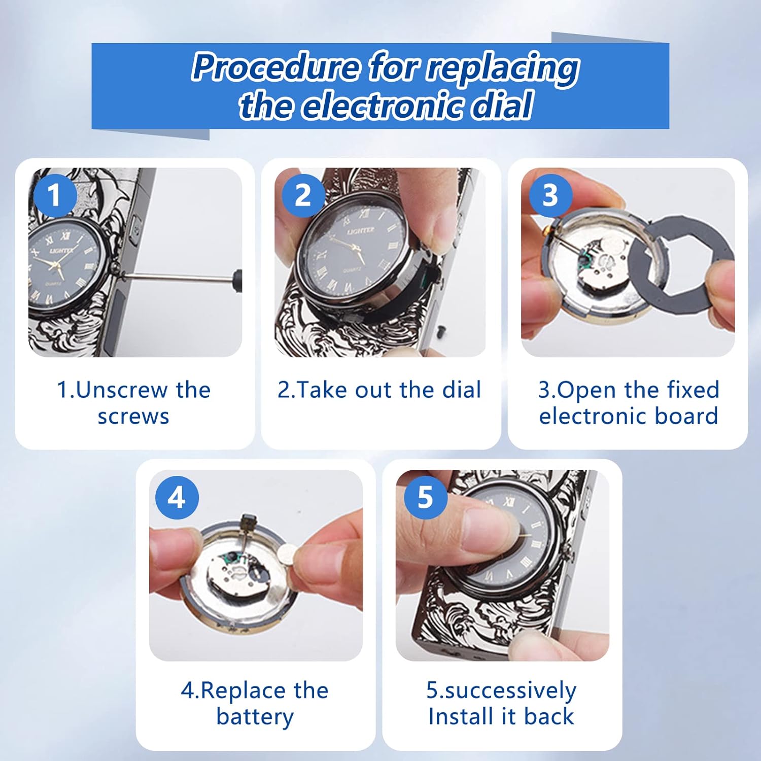 Electric Rechargeable USB Lighter Flameless Windproof Plasma Arc Lighters with Watch dial Electronic Lighter Candle Unique Fancy Cool Lighters for Candle (Black)