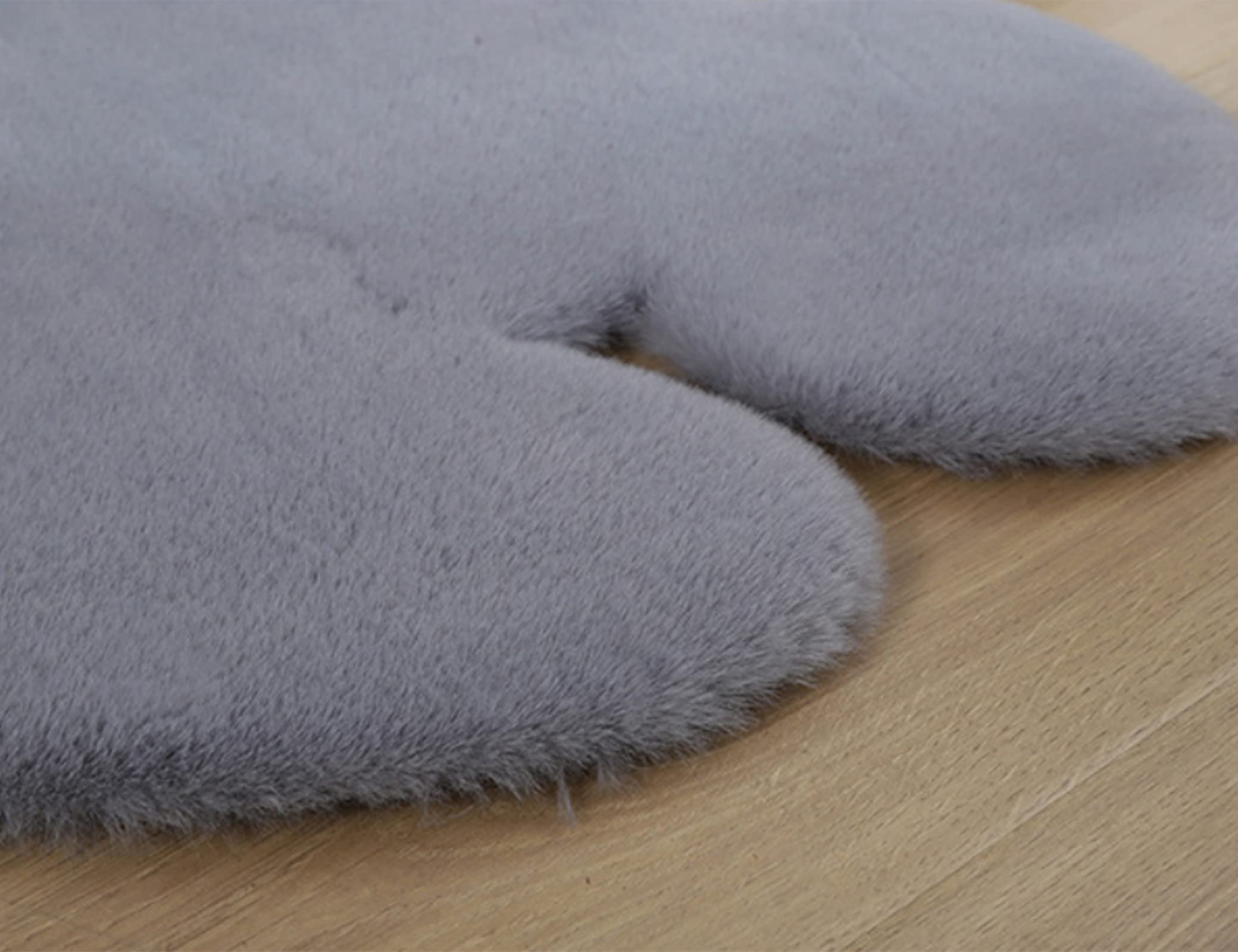 Flauschiger Teppich, weicher Kunstfell-Teppich, rutschfester Dekor, Schaffell-Teppich für Wohnzimmer, Schlafzimmer, Nachttisch (grau)