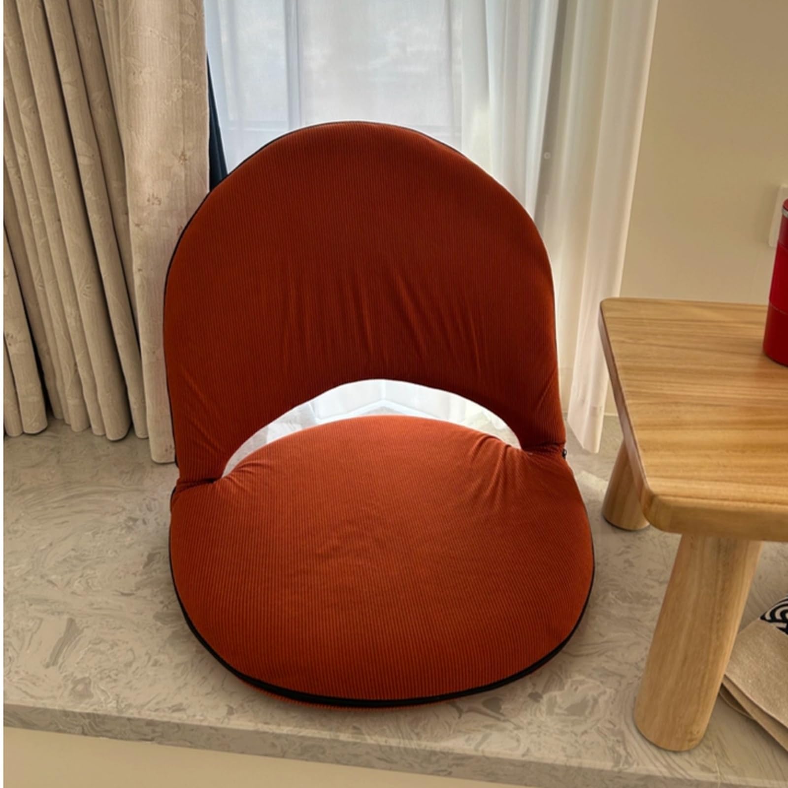 Kleines Sofa Einzelnes Tatami-Sofa mit Rückenlehne und Bodenkissen for Erkerfenster Balkon Einzelsofa(Weiß,Klein)