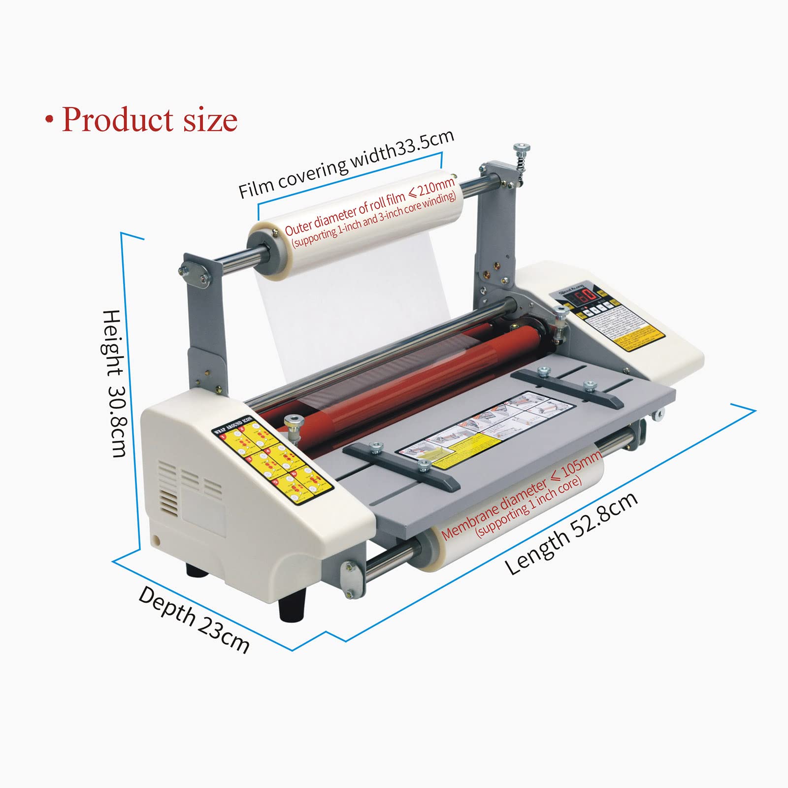 Laminatrice per Film a Freddo A2+ Macchina per Laminazione su Un Lato E su Entrambi I Lati, Temperatura 0°C-180°C, velocità Regolabile, con Display Digitale LCD, per Documenti, Foto, Carte