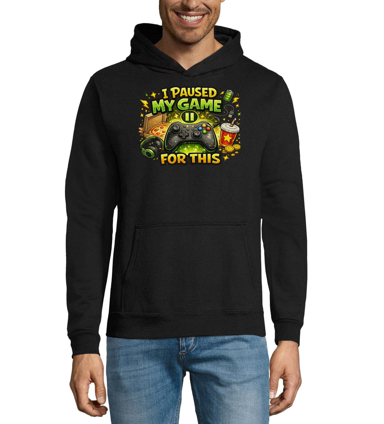 Wstrzymana gra na przerwę na przekąskę unisex mieszanka bawełny bluza z kapturem bluza z kapturem czarna