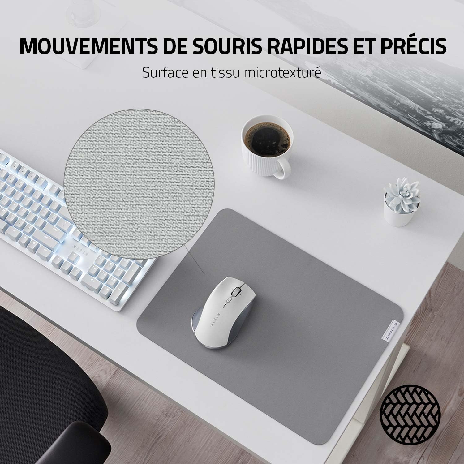 Razer Pro Glide XXL Mercury - Grand Tapis De Souris Souple XXL Pour Bureau, Surface Texturée Précise Et Antidérapante, 940 X 410 X 3mm