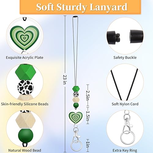 Miniatura 10 de Cordón para profesor para tarjeta de identificación, hongos, hippie, estética, para hombres y mujeres, con cuentas, cordón para el cuello,