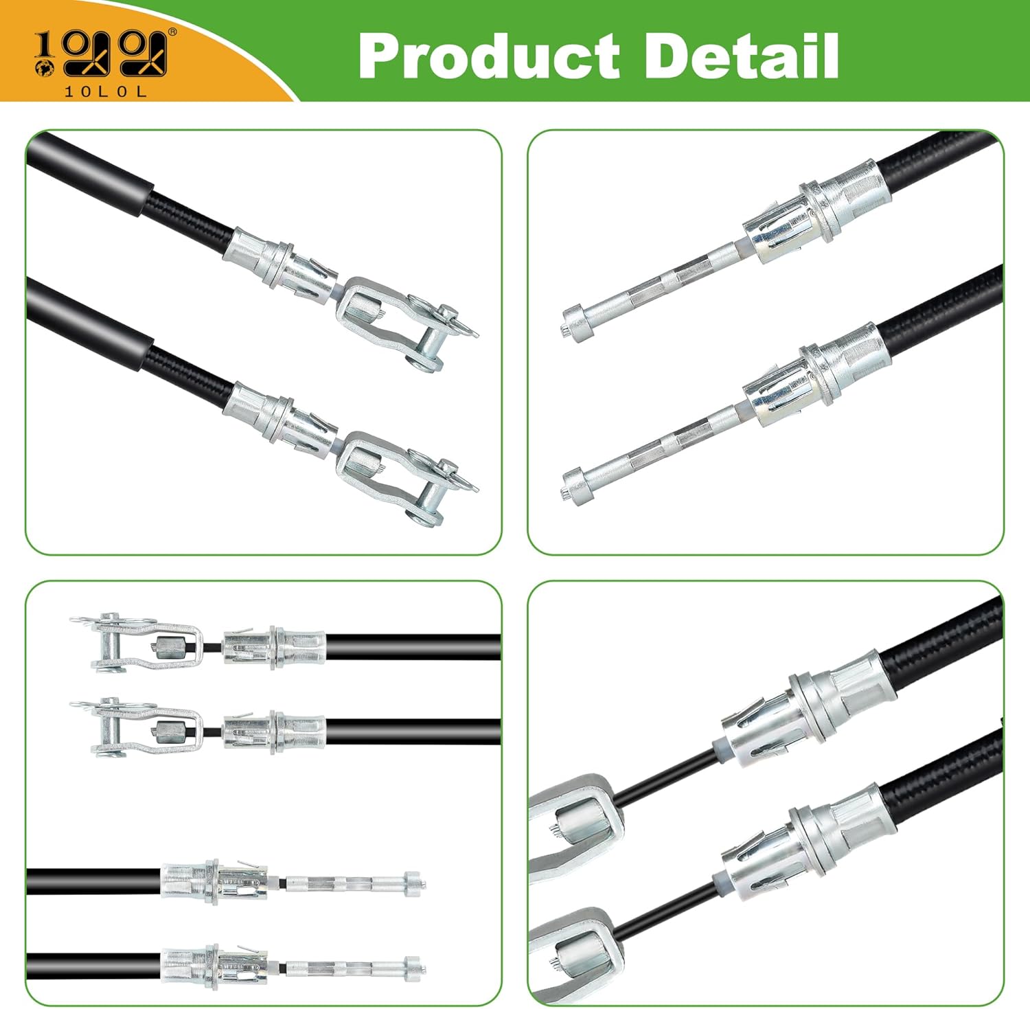 10L0L Golf Cart Brake Cable for Club Car Precedent 2008-up, L+R Driver and Passenger Side, OEM# 103528701 102557501 103528702 102557502 (1 Set)