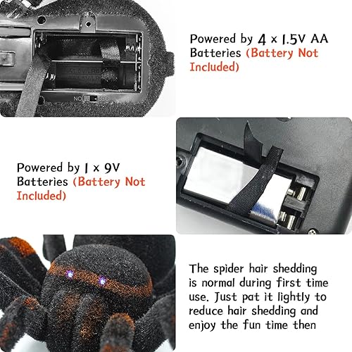 Miniatura 6 de Aerbee RC - Juguetes de araña gigantes de tarántula, control remoto inalámbrico de alta simulación, acción realista con ojos brillantes, perfecto