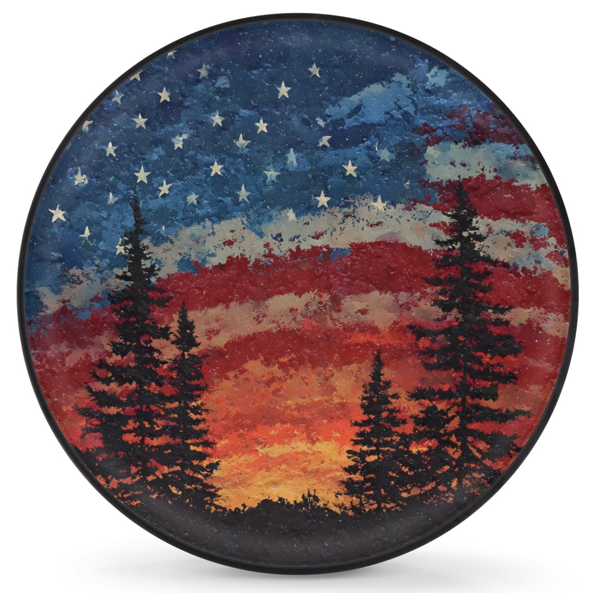 Spare Tire Cover Forest Camping American Flag Wheel Covers Protectors Waterproof Dust-Proof Universal Fit Trailer, RV, SUV and Many Vehicle (17" for tire Diameter 31.49"-32.67")