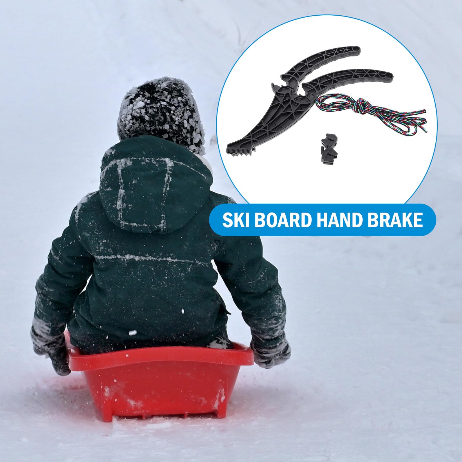 Gatuida Maniglia del Freno Snowboard Antiscivolo con Cordino Accessorio per Slitta da Neve Leva Freno Tavola da Sci Sicurezza E Facilità di Installazione
