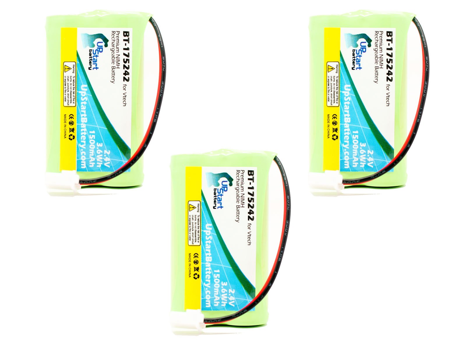 3 Pack - Replacement for VTech CS6128-31 Battery - Compatible with VTech Cordless Phone Battery (1500mAh 2.4V NI-MH)