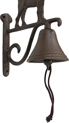 Miniatura 6 de Ebros Gift Campana de hierro fundido rústico vintage canino occidental para perro, puerta, pared, cena, patio, granja, cabaña, cabaña, cabaña,