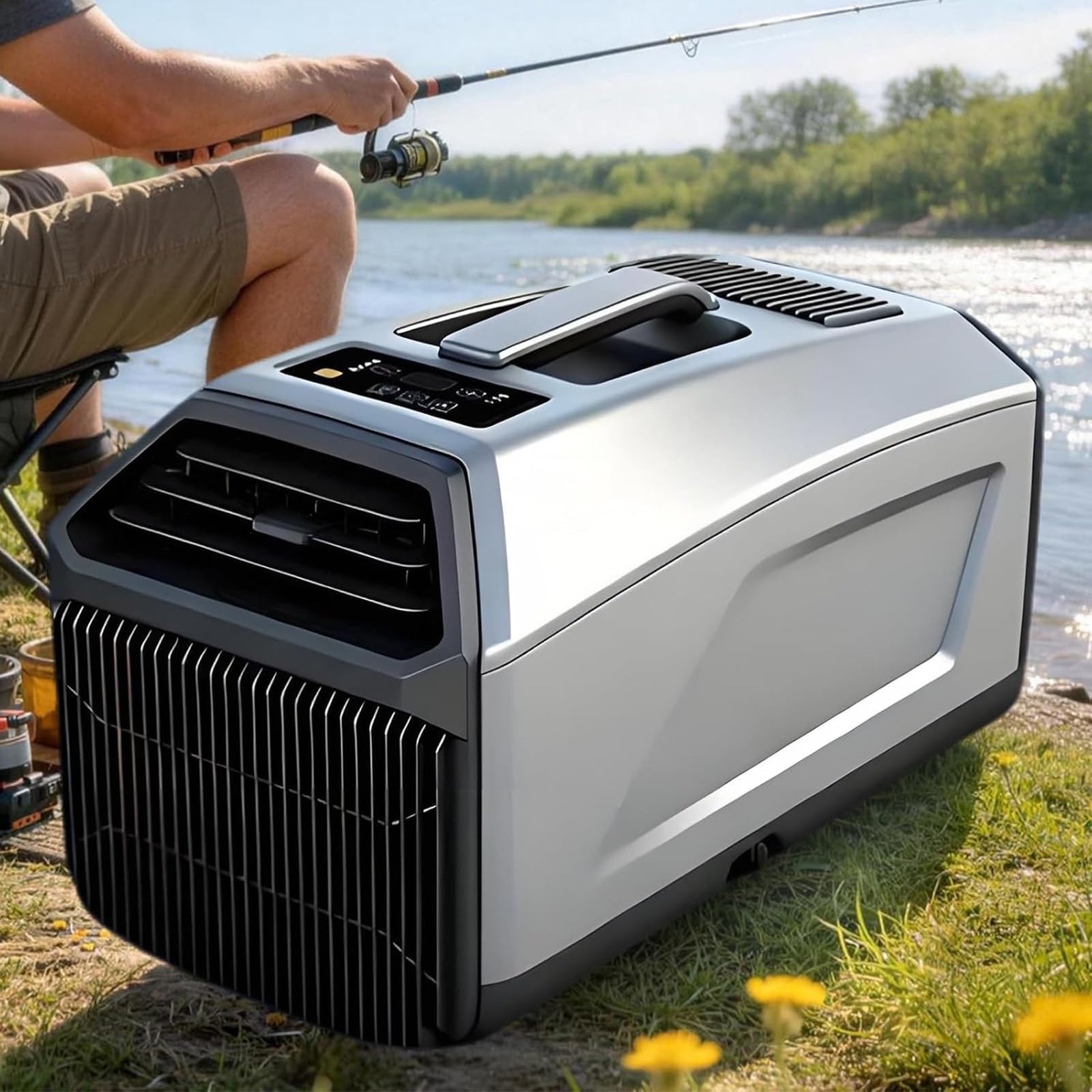 ZenSeFarin Portable Tent Air Conditioner, 4-in-1 Camping Tent Air Conditioners, Cools up to 86 sq ft, with Timer, Low Noise for RV, Truck Cabins Outdoor 1300W-Gray
