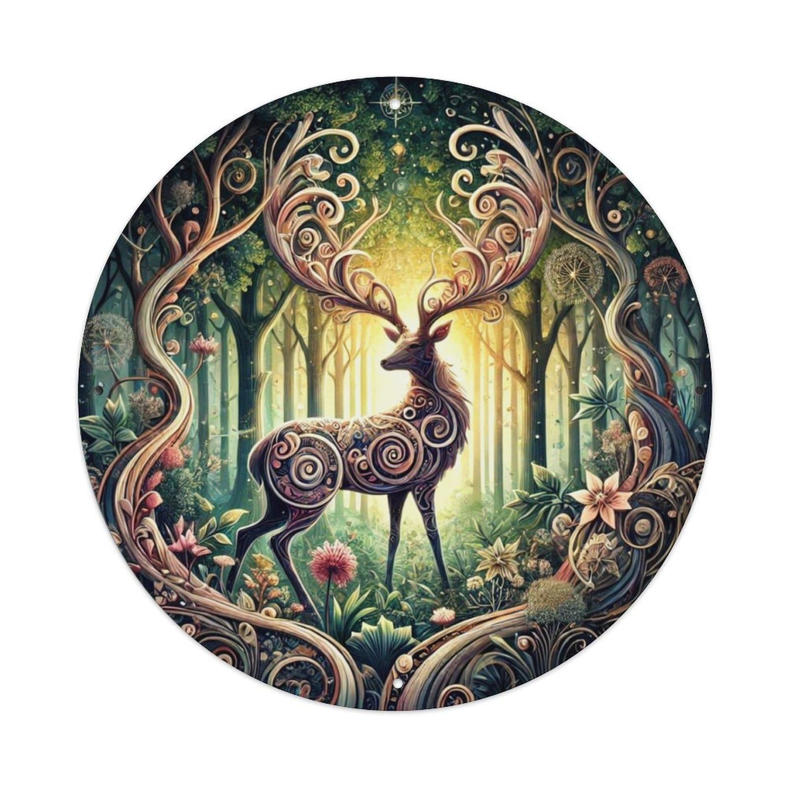 Jdyansheng Vintage Mystical Forest Deer Art Print Tin Sign Metal Poster Metal Signs For Home Man Cave Bar Cafe Kitchen Laundry Room Wall Decorations 8X8 Inches