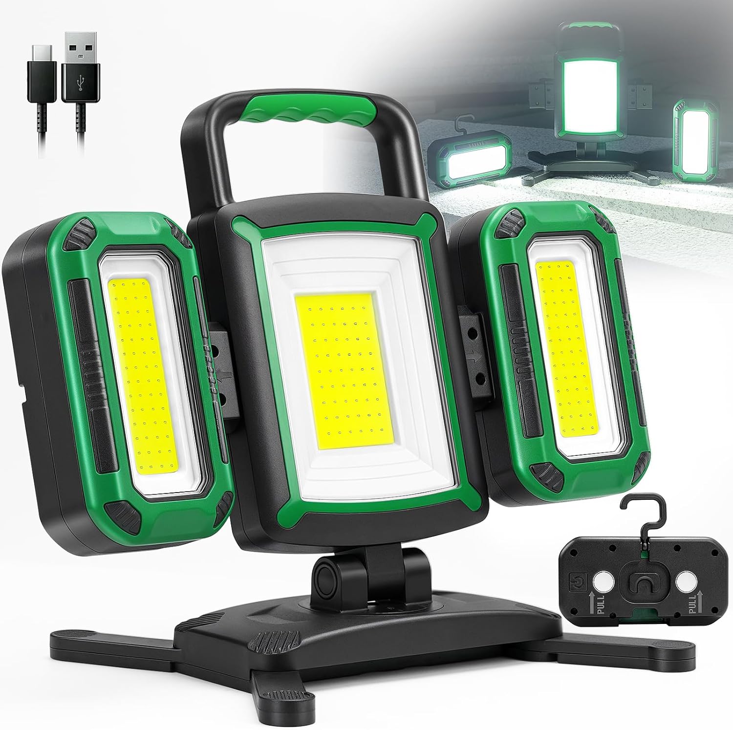 50W 5000LM Rechargeable Work Gentle, 3-in-1 Magnetic Work Gentle with Removable 2 Floodlights, 9 Modes, Foldable&360° Rotatable IP65 Transportable LED Worklight with Hooks for Jobhttps://xobtek.com/ Storage Automotive Repairing