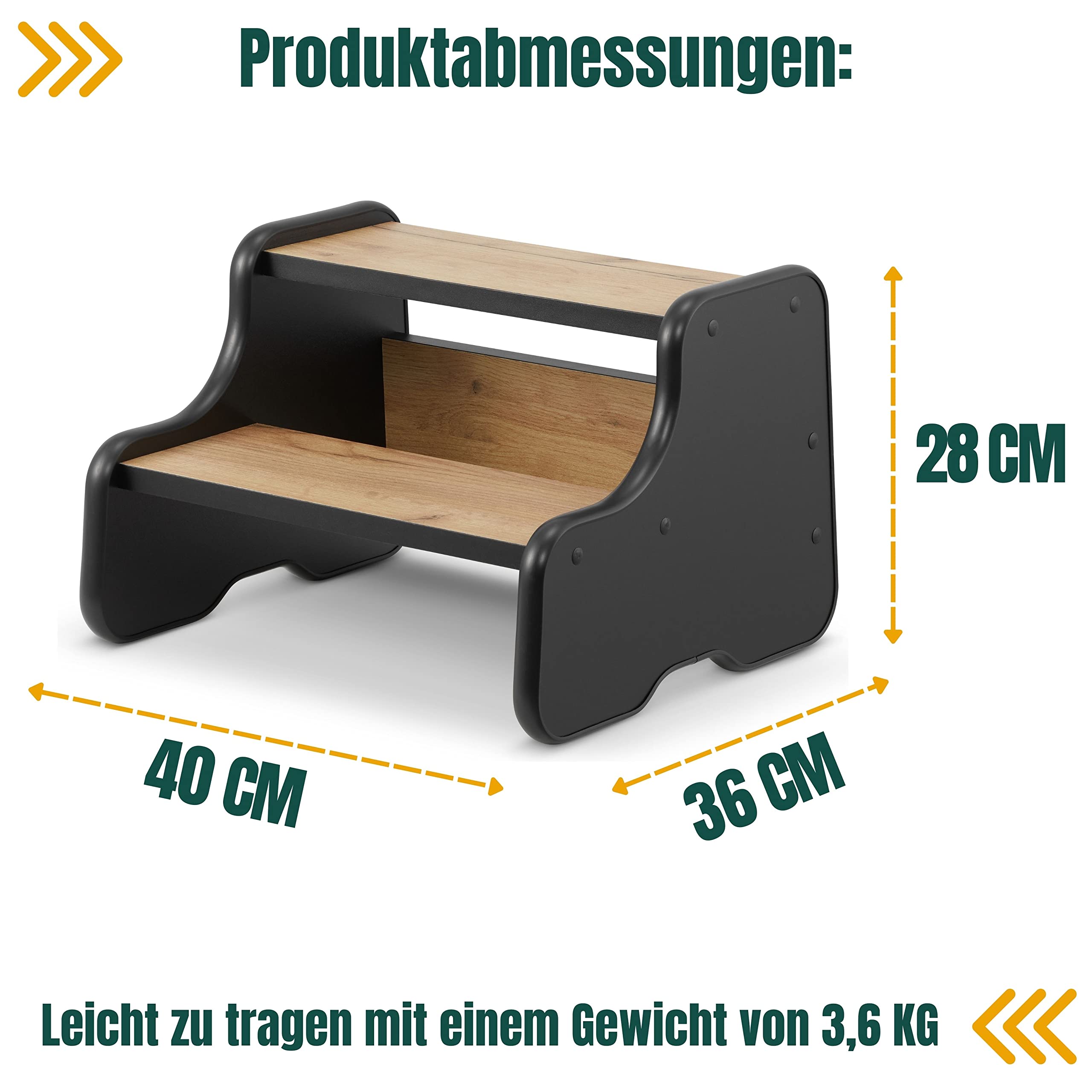 Houten opstapje voor, multifunctioneel l 2-staps krukje-peuter bed stap helper voor keuken, badkamer, slaapkamer